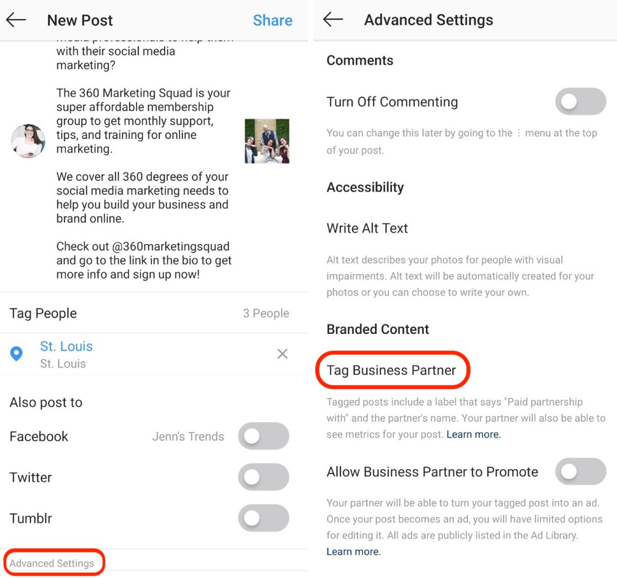Instagram Prompts Before Publishing Sponsored Content