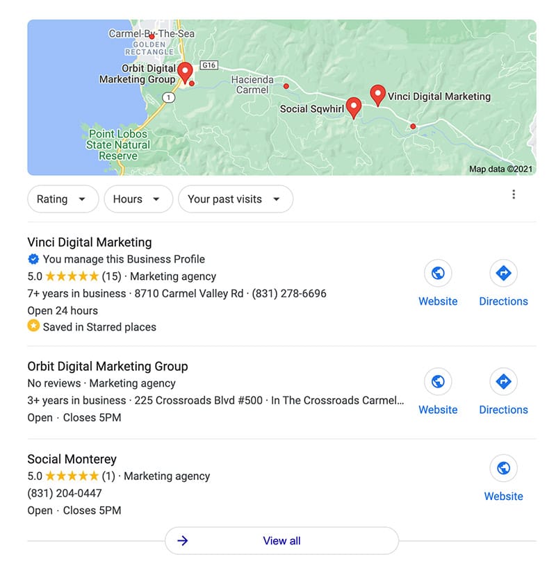 optimize your Google My Business listing to show up in the local map pack